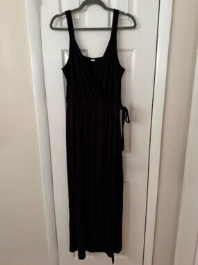 OLD NAVY black summer tie maxi dress, L